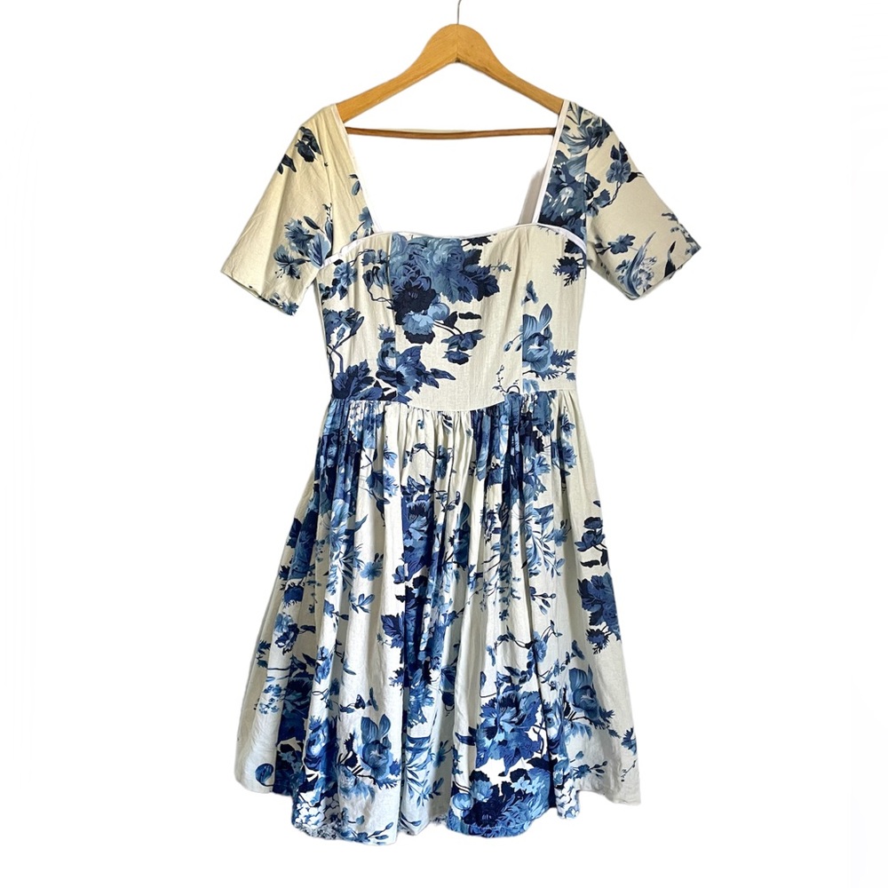 Floral Blue and White Women's Dress